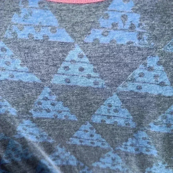 Lularoe XXS  Classic t shirt .  Blue and grey mineral‎ wash geometric pattern. - Picture 3 of 4